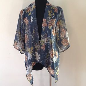 Oneill floral kimono open front sheer top
